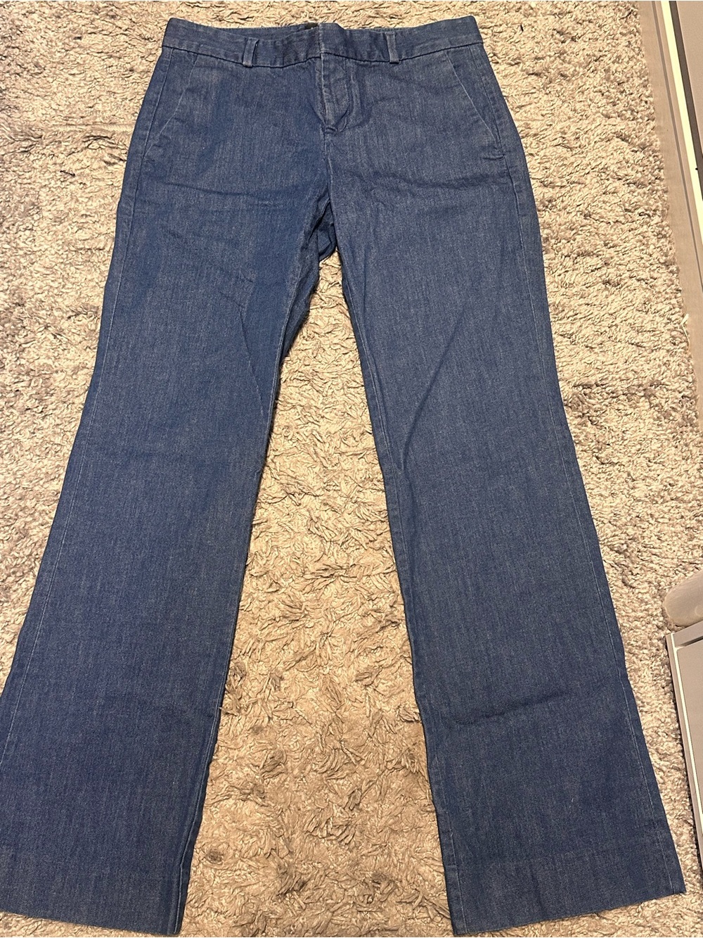 Banana Republic Women's Blue Wide-Leg Denim Trousers